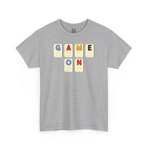 Game On Tile Graphic Tee Shirt | Cotton Casual Apparel Sport Grey