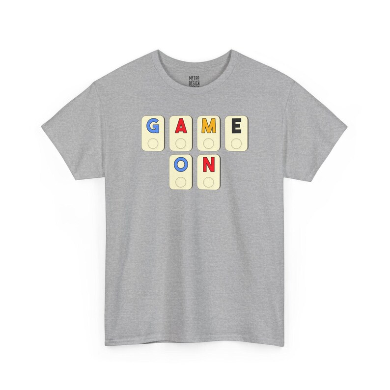 Game On Tile Graphic Tee Shirt | Cotton Casual Apparel Sport Grey
