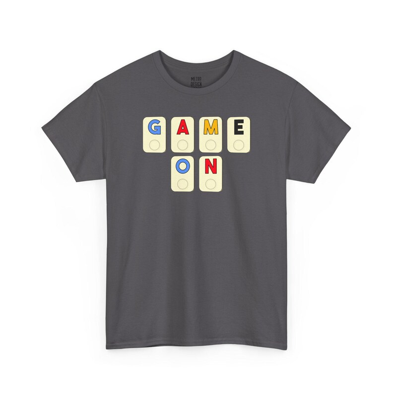 Game On Tile Graphic Tee Shirt | Cotton Casual Apparel Charcoal