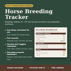Registro de cría de caballos - Archivo de Excel