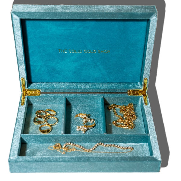 Jewelry Box Luxury Wood and Silk Velvet organization box with Gold tone hardware