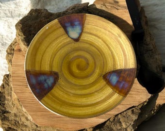 Vintage Sango Splash Brown Stoneware Dinner Plate - Unikalny wzór Swirl, 11-calowy talerz obiadowy ziemisty organiczny, Splash Brown Stoneware Plate