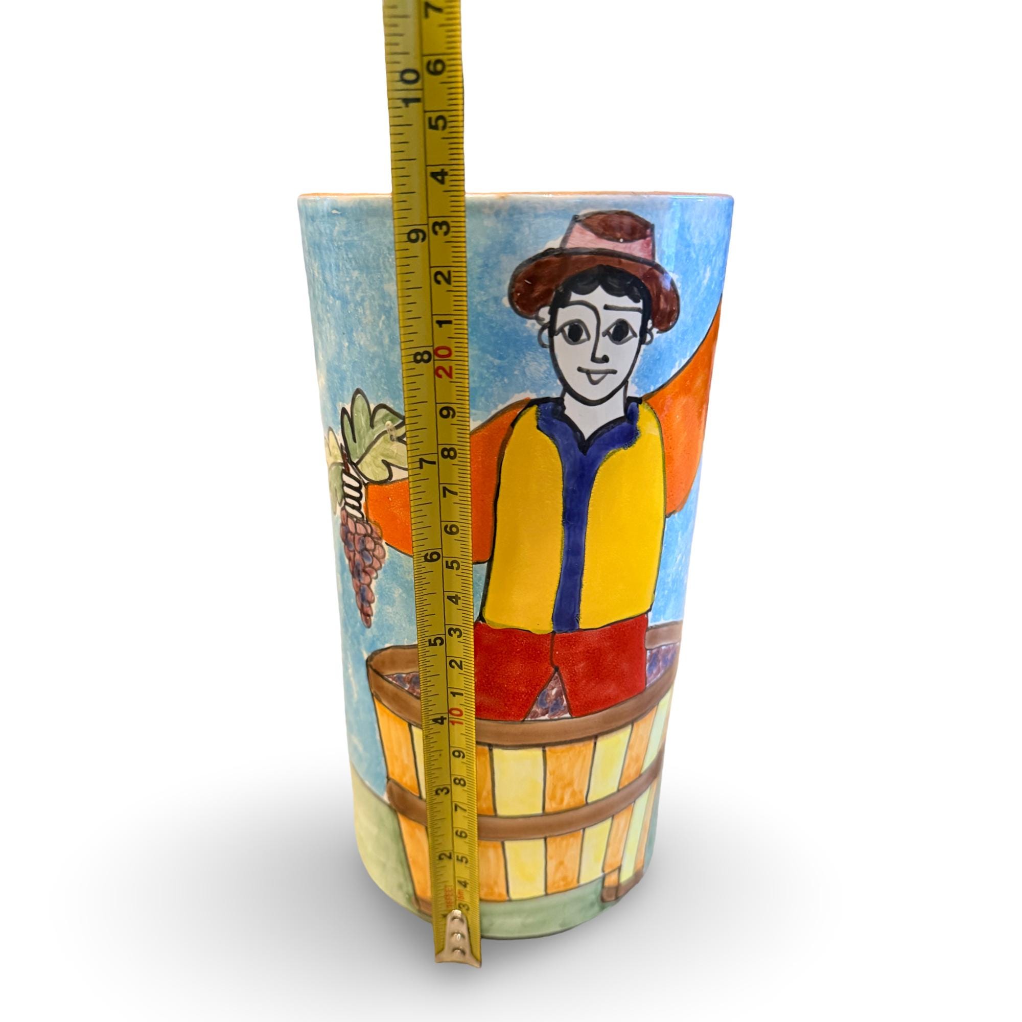 Vintage Nino Parrucca Hand-painted Italian Pottery Wine Cooler