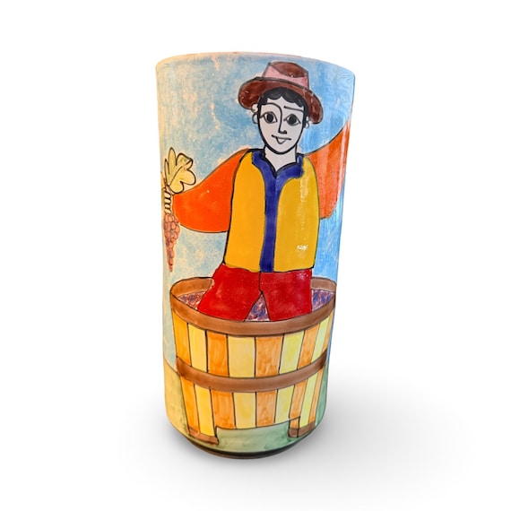 Vintage Nino Parrucca Hand-painted Italian Pottery Wine Cooler