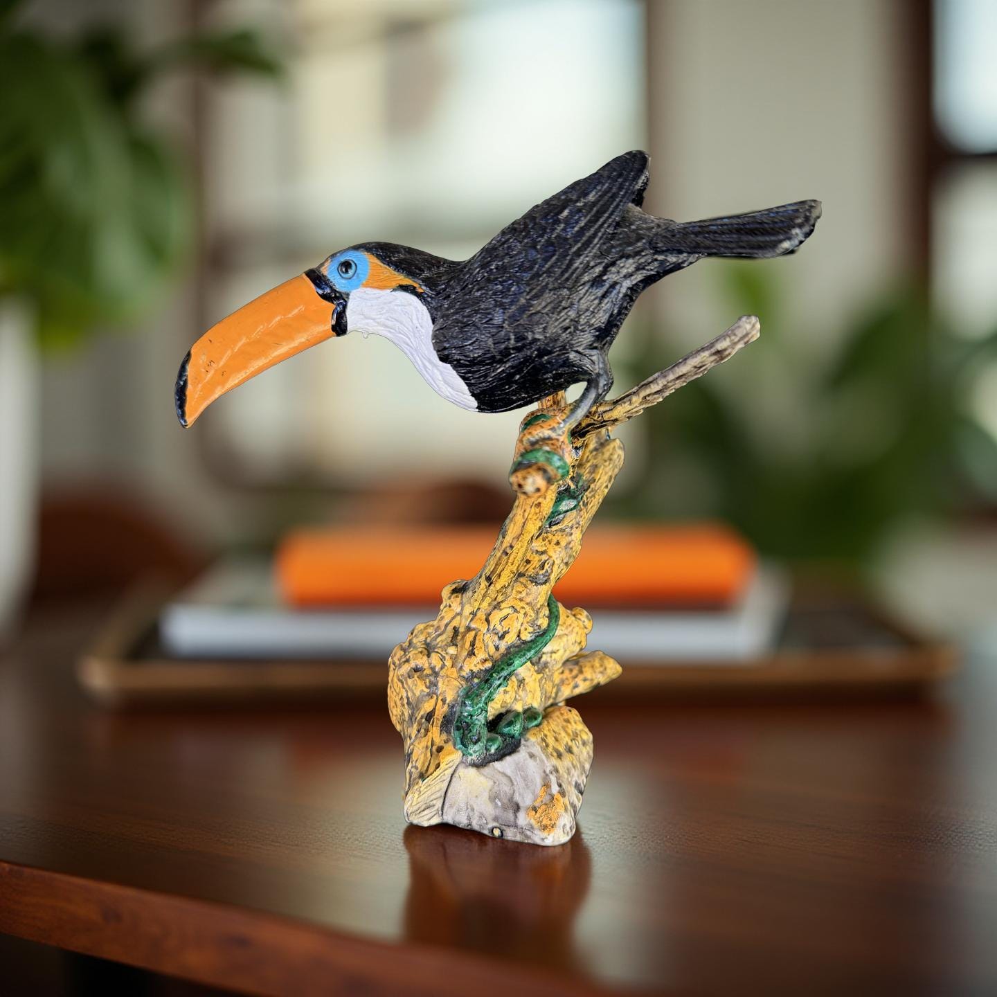Vintage Toucan Bird on Perch PVC Hard Rubber Toy Figure AAA