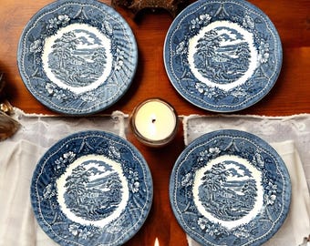 Old Blue Castle日本製ブルーアンドホワイトのテーブルウェアシリーズ Barratts Old Castle Blue 8 Inch Plate England - Etsy Canada