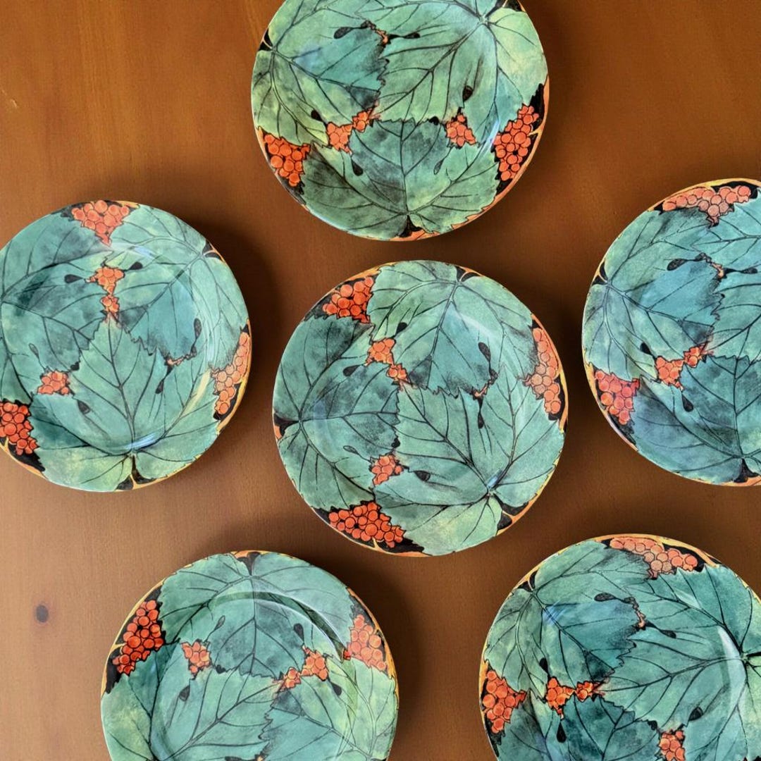 Gien Vigne Salad Plates Set of 2 – French Faience Dinnerware With Hand ...