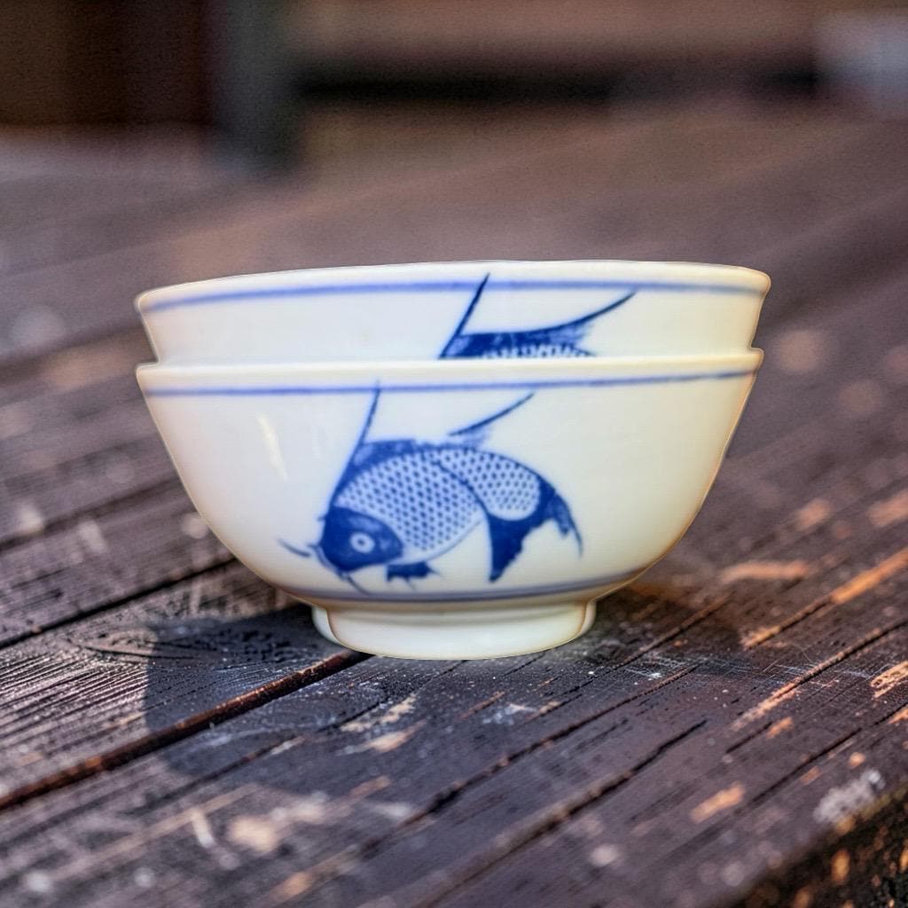 Blue and White Chinese Fish Bowls - Etsy