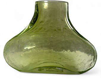 Vintage Mid-Century Light Green Textured Glass Vase - Art Glass Collectible