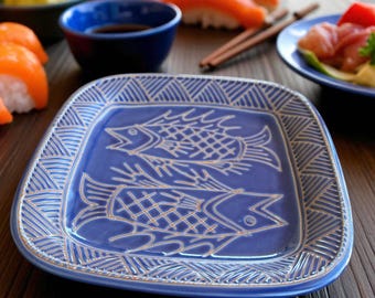 Uttermost Kotobuki Platter Double Fish, Sushi Plate Japan Vintage