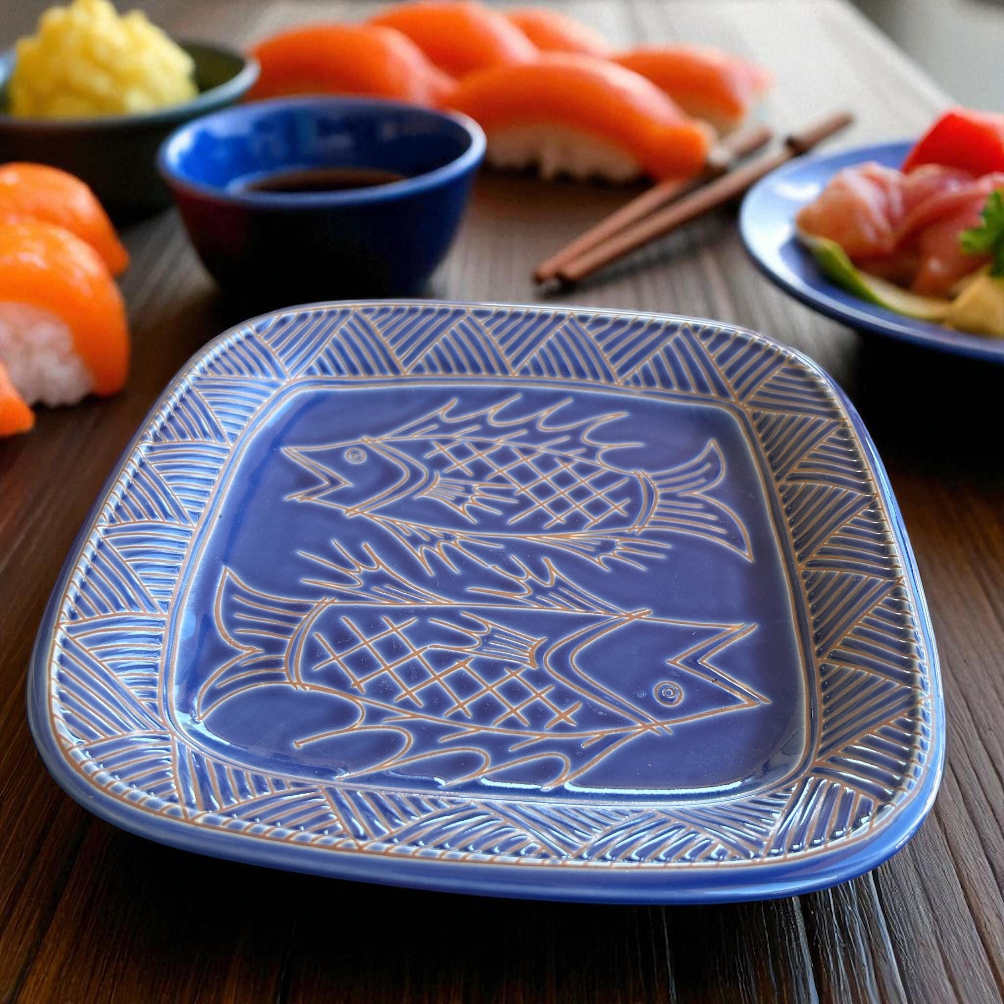 Uttermost Kotobuki Platter Double Fish, Sushi Plate Japan Vintage