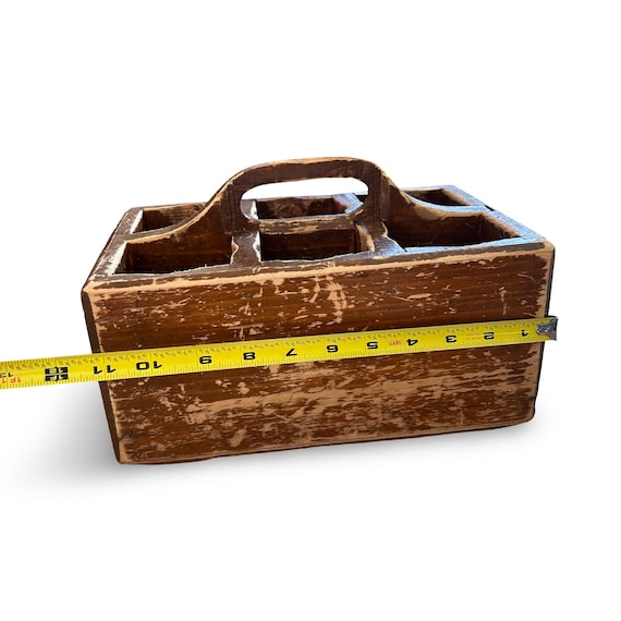 Old rustic handmade beer box with handle, rustic … - image 8