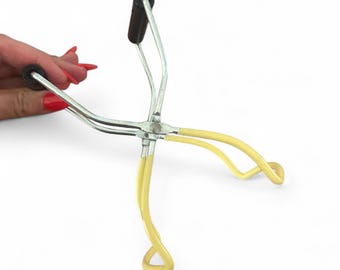Vintage Canning Jar Lifter Tongs Rubber Tips Grabber for Mason Jars has NO rust on, Tongs Grabber w/Rubber Grips yellow,