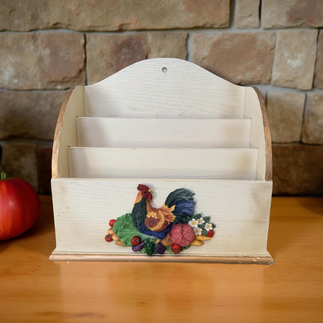 Cow Letter Rack Solid Wood Farmhouse Rooster Vegetable Garden, Letter Rack – Vintage ...