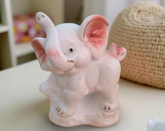 Vintage Iridescent Ceramic Elephant Figurine - Japanese Collectible Decor