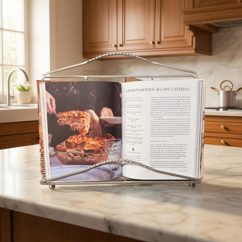 Rustic Metal Cookbook Holder, French Country Kitchen Recipe Stand - Etsy