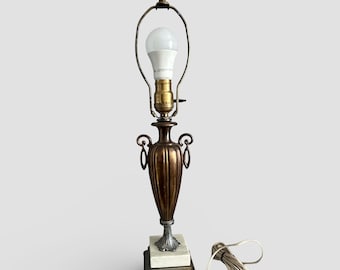 Vintage Brass and Marble Table Lamp – Neoclassical Urn Style Mid Century Ornate Lighting, Classical Home Decor, Art Deco lamp