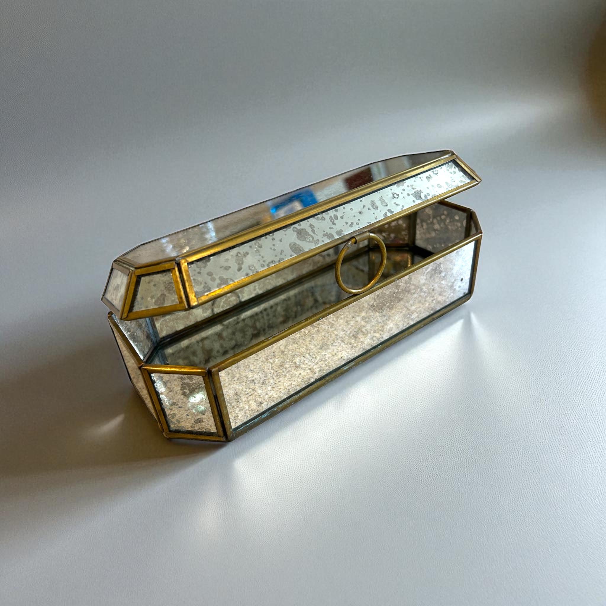 Vintage Anthropologie CONSERVATORY JEWELRY KEEPER Glass Brass