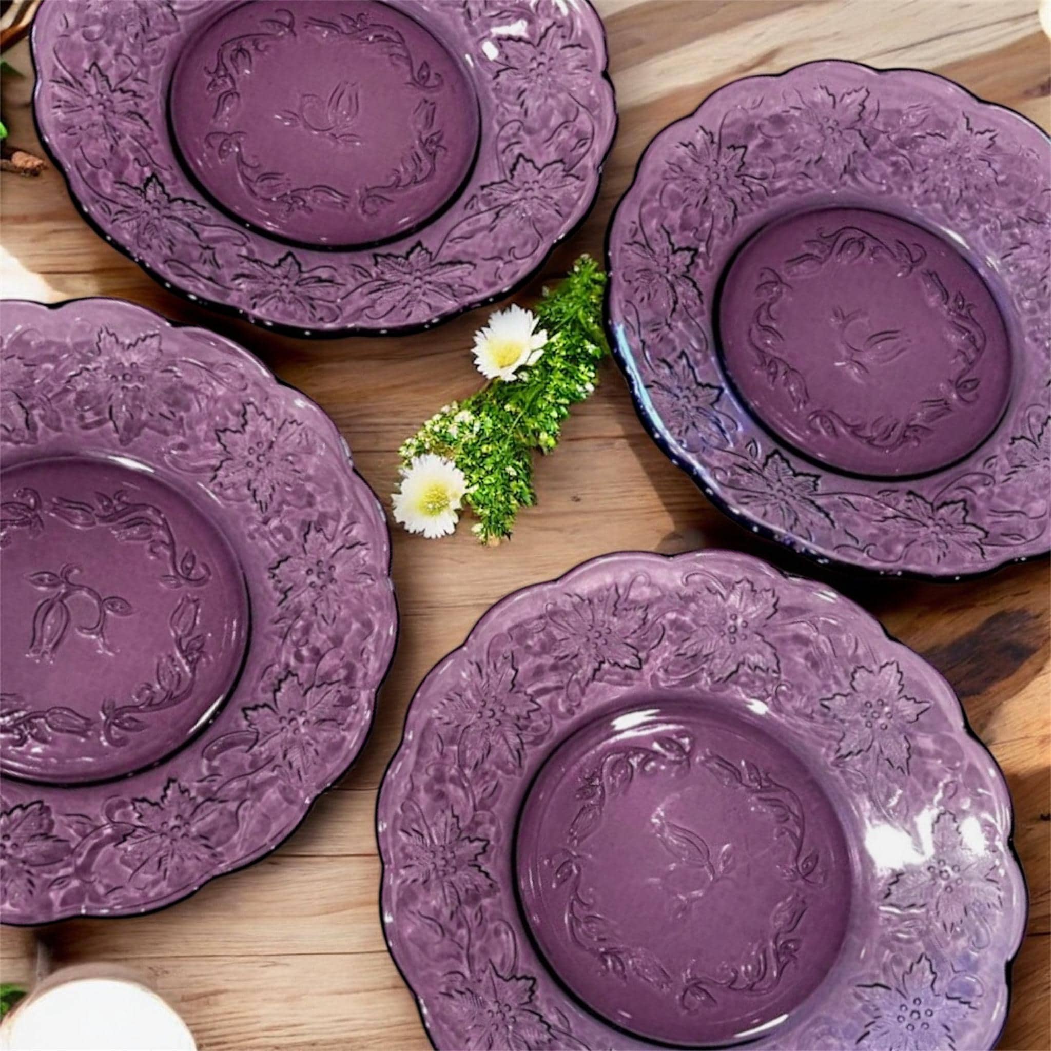 Set of (5) Vintage Princess House Crystal Luncheon Plate Fantasia