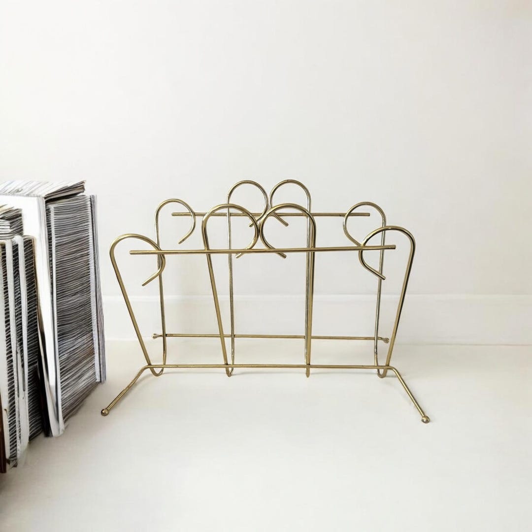 Vintage 60's MCM Magazine Newspaper Rack, Mid Century Geometric Record ...