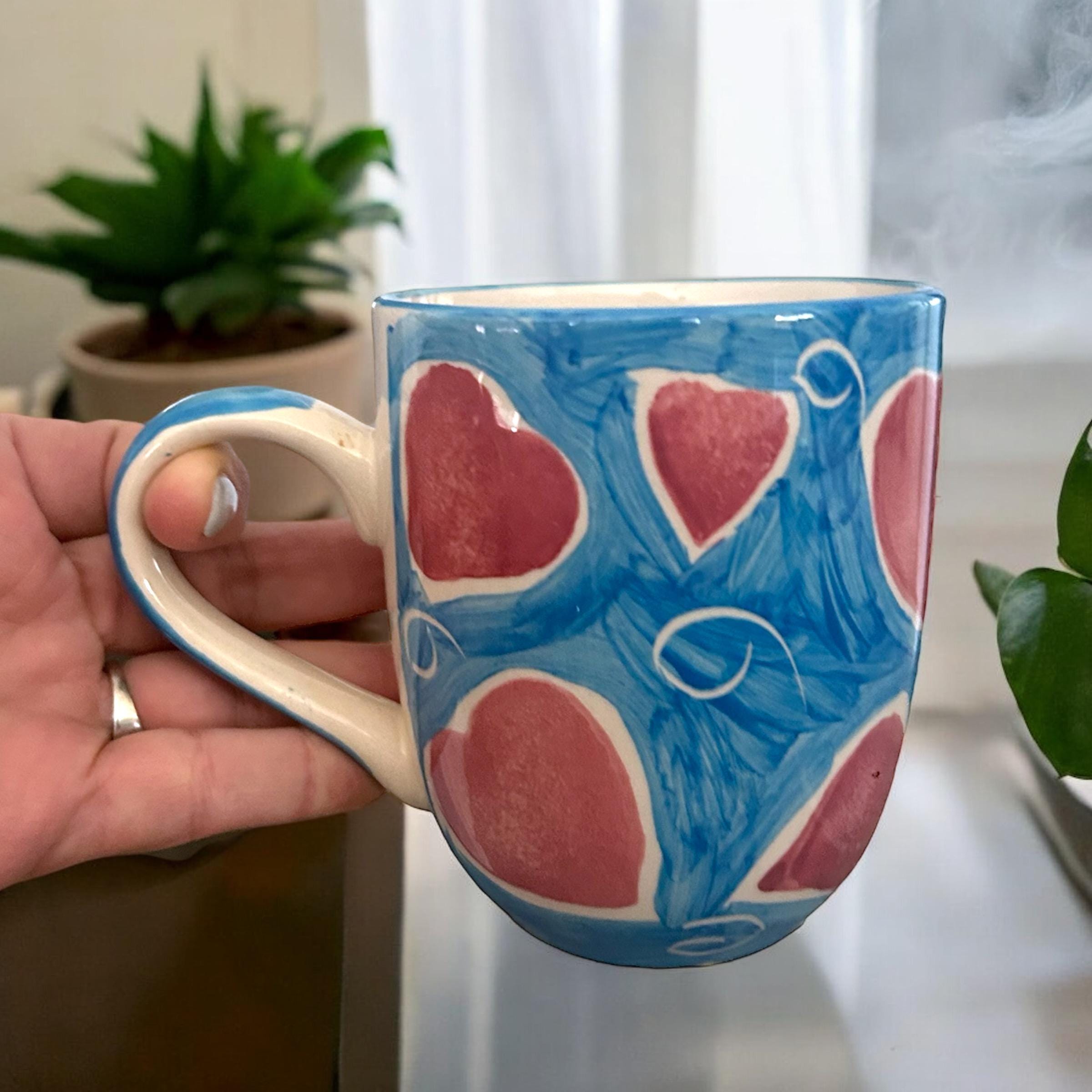 Taza De Cerámica Kitchencraft Con Motivos De Corazones - Para Café, Té, 8x5 Cm, Diseño Multicolor, Con Asa