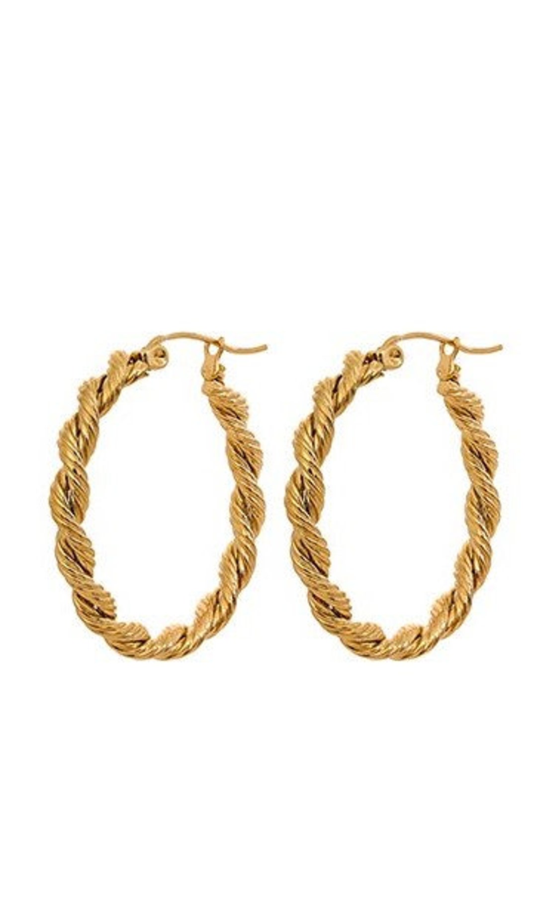 Huggies Hoops, 30mm Twisted Hoop ,18k Gold Earrings for Woman, Round