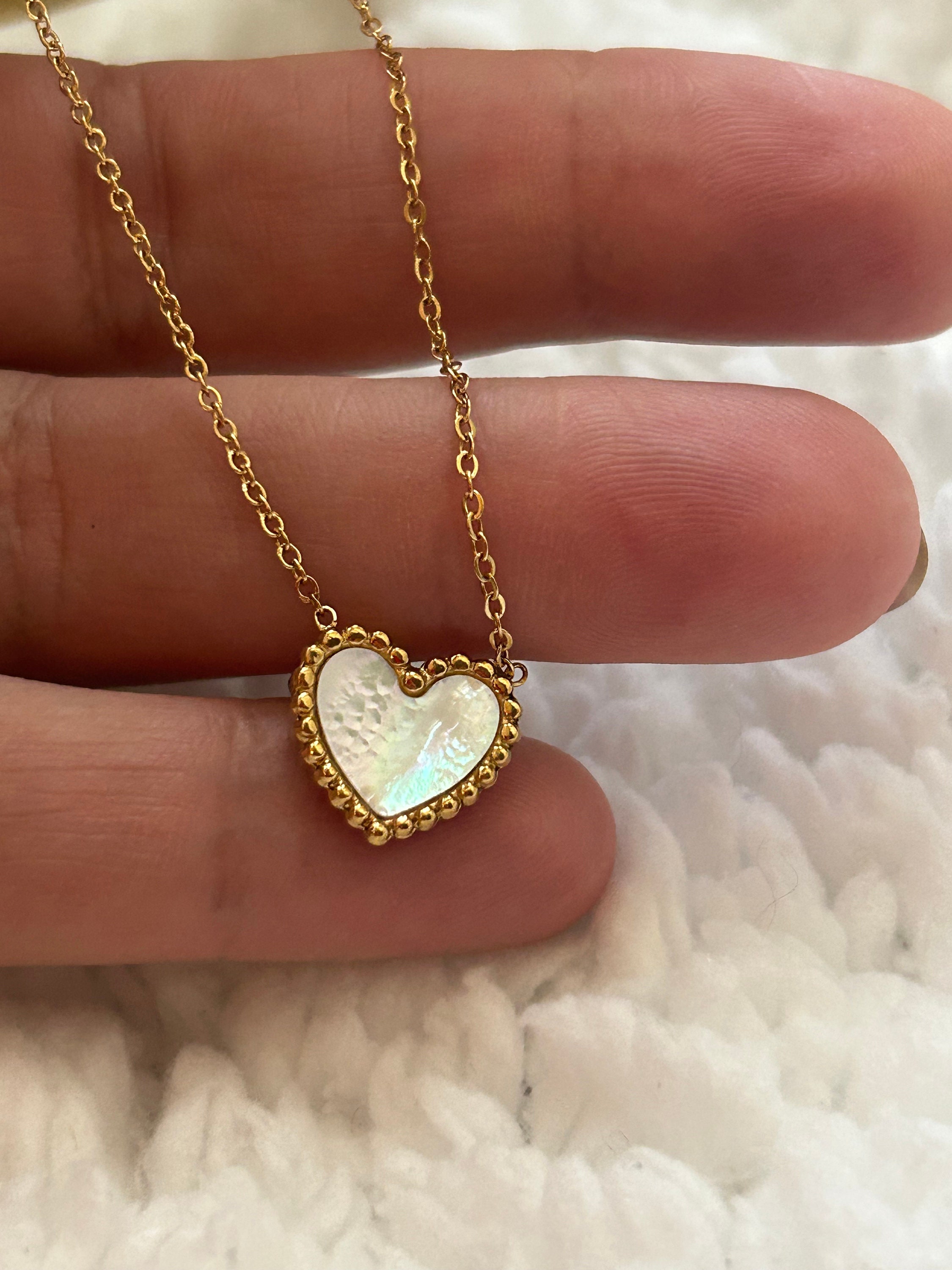 White and Grey Heart Charm Necklace