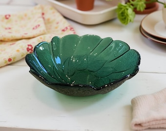 ヴィンテージ キャベツ リーフ インディアナ ガラス皿 - Etsy 日本