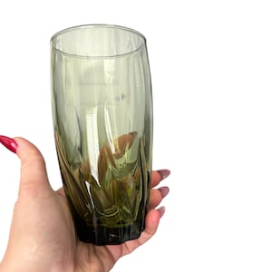Set of (2)  Retro Vintage Anchor Hocking Ivy Green “Central Park” Iced Tea Glasses
