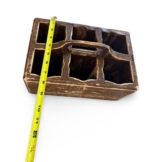 Old rustic handmade beer box with handle, rustic … - image 7