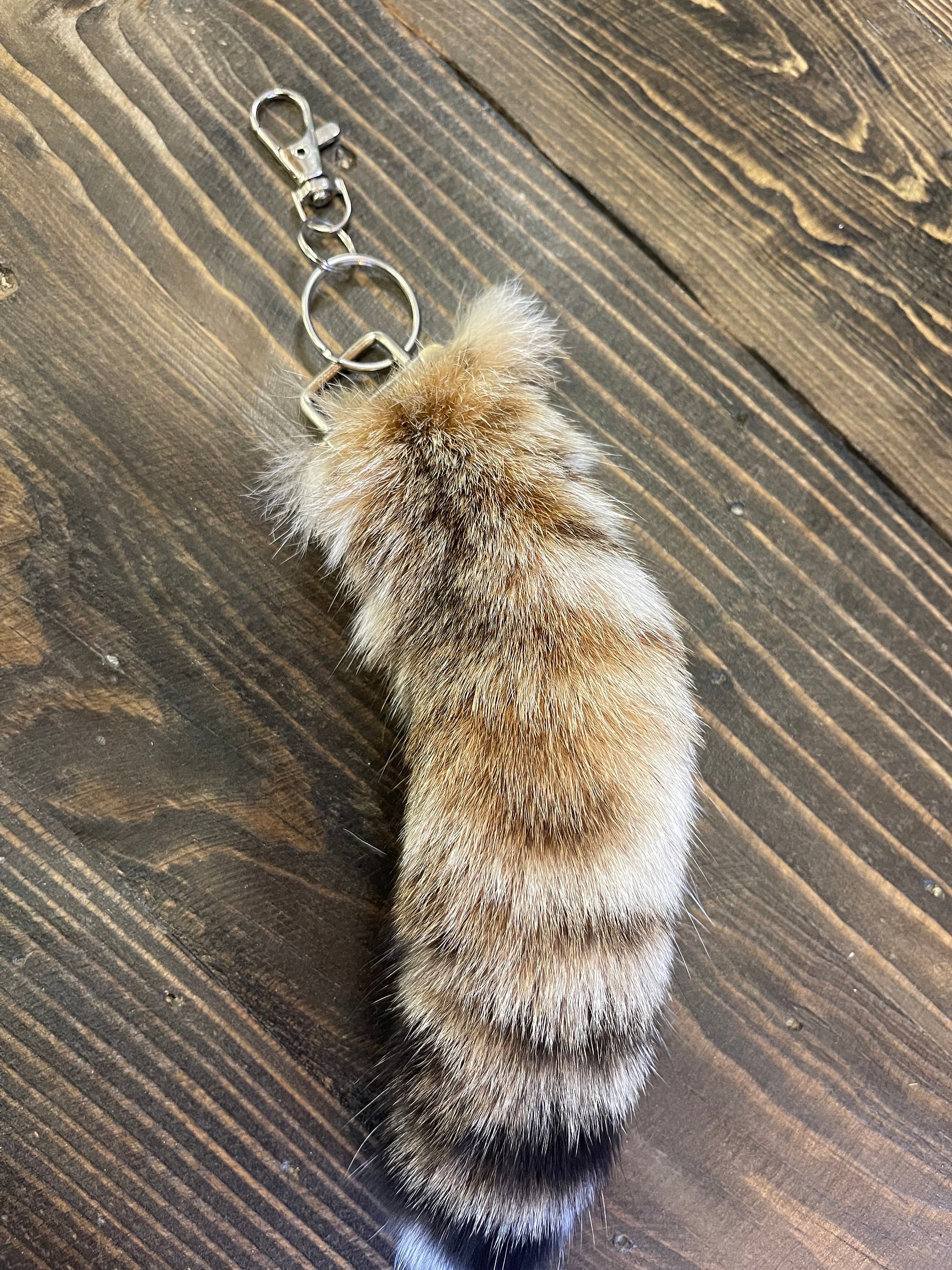 Lynx Cat Tail Keychain Bobcat Real Fur Tanned Fur Gift Ethically