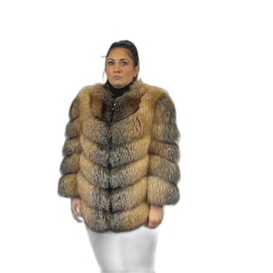 Bleached Fox fur jacket. Convertible jacket.
