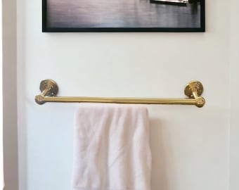 Unlacquered Brass Towel Rail , brass towel holder , brass towel , bathroom brass towel holder , Handmade Towel Bar