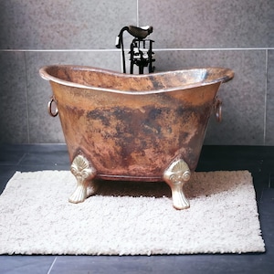 Handmade Antique Copper Bathtub: Clawfoot Slipper Tub