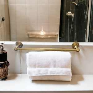Unlacquered Brass Towel Rail , brass towel holder , brass towel , bathroom brass towel holder , Handmade Towel Bar