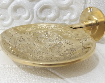 Moroccan Solid Brass Soap Dish - Engraved solid brass bronze soap dish - Handcrafted Soap Holder - Engraved Wall Mounted Antique Soap Dish