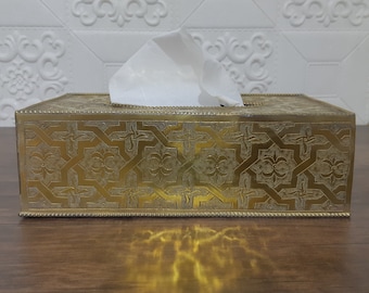 Engraved Rectangle Solid Brass Tissue Box Brass Tissue Box Cover Tissue Holder box