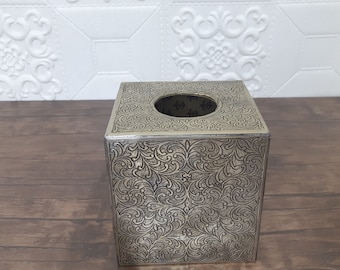 Engraved Solid Brass Tissue Box Brass Tissue Box Cover Tissue Holder box
