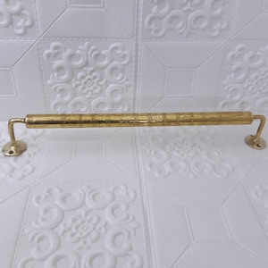 Engraved Solid Brass Towel Rail: Moroccan Bathroom Hanger