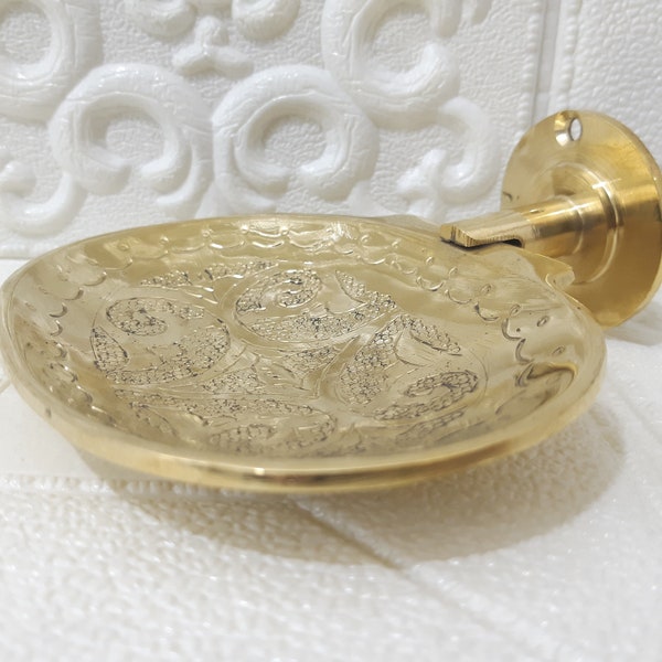 Moroccan Solid Brass Soap Dish - Engraved solid brass bronze soap dish - Handcrafted Soap Holder - Engraved Wall Mounted Antique Soap Dish