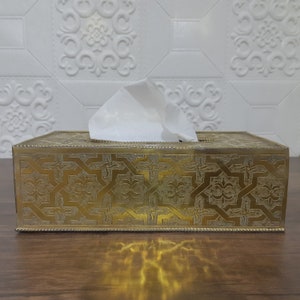 Engraved Rectangle Solid Brass Tissue Box Brass Tissue Box Cover Tissue Holder box