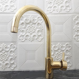 Unlackierter Messing Einloch-Wasserhahn - Einhebel-Pull-Down-Küchenhahn - Einloch-Eingriff-Mischer-Hahn-Bad und Küchenhahn