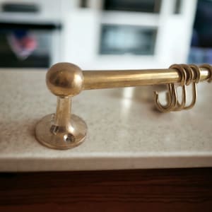Unlacquered Brass Pot Rack Wall Mount For Kitchen with &quot;S&quot; Hooks - Brass Pot Rack Rustic Wall Mounted -Pan Rack Hook- Brass Hanging Rack