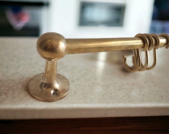 Unlacquered Brass Pot Rack Wall Mount For Kitchen with "S" Hooks - Brass Pot Rack Rustic Wall Mounted -Pan Rack Hook- Brass Hanging Rack