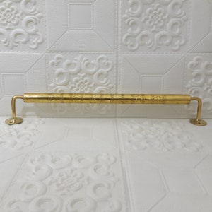 Unlacquered Brass Towel Bar - Brass Wall Mounted Towel Holder For Bathroom - Engraved Towel Hanger Wall Mounted - Towel Rack - Towel Rail