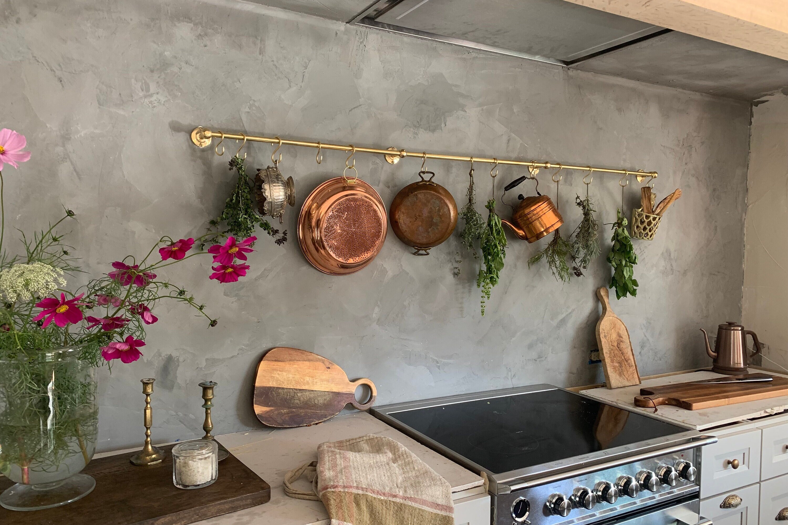 Unlacquered Brass Pot Rack Wall Mount for Kitchen With Etsy