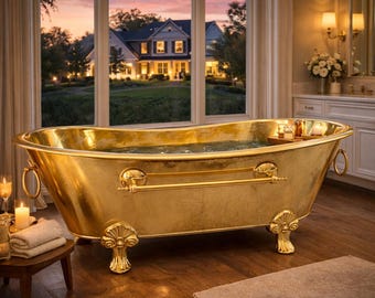 Antique Brass Bathtub, Clawfoot Brass Bathtub, Bathroom Tub In Solid Brass, 100% Natural Brass Handmade Bathtub, Brass Slipper Bath