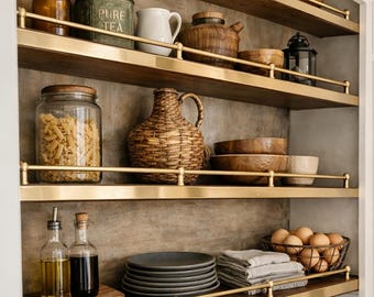 Handmade Brass Gallery Rail with Posts - Brass Shelf Tipping