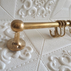 Brass curtain rod with hooks Brass pot rail Brass pot rack Brass shelf rail Brass wall hook Brass rod unlacquered brass wall hanging kitchen