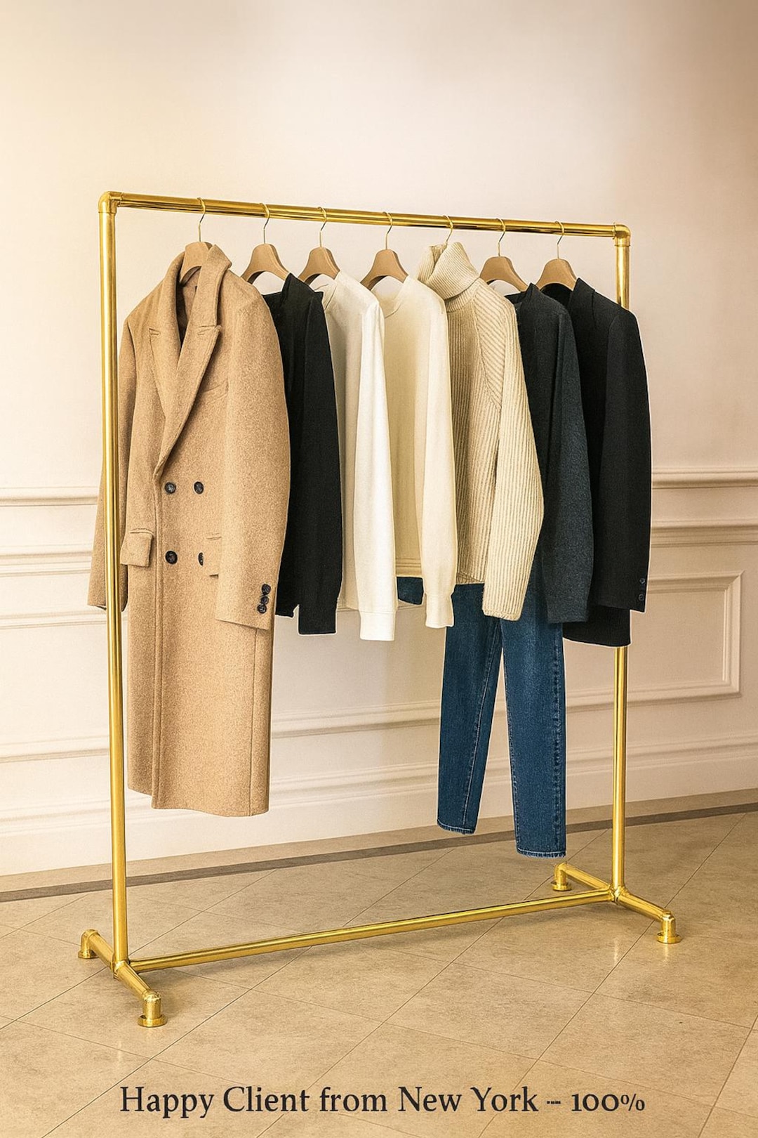 gold dress rack Brass Clothes Freestanding – Luxury Solid Brass Garment Rack, Handmade Polished Clothing Rail, Custom Size Retail & Closet Display Shelf